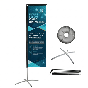 Rectangular Telescopic Beach Flag with Aluminium Flagpole