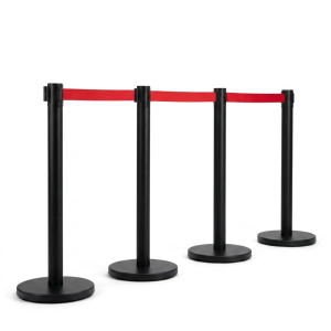 Retractable Queue & Crowd Barrier with Nylon Belt Stanchions